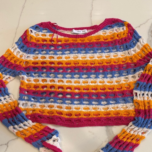 Vibrant Striped Open-Knit Sweater - Picture 1 of 4
